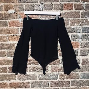 Black Bell Sleeve Bodysuit